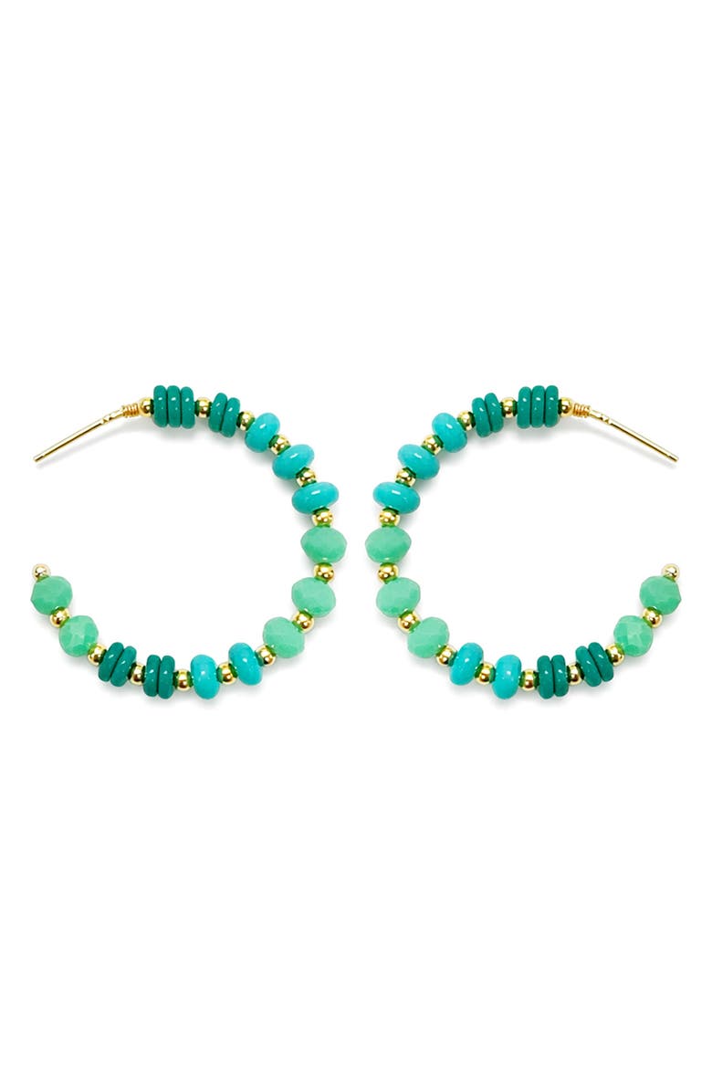 Panacea Beaded Hoop Earrings, Main, color, Teal