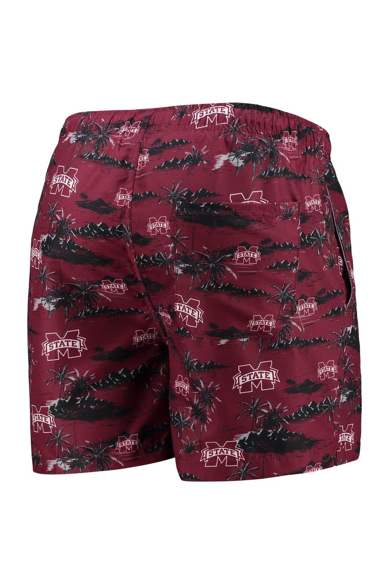 Men's FOCO Maroon Mississippi State Bulldogs Island Palm Swim Trunks, Alternate, color, Maroon