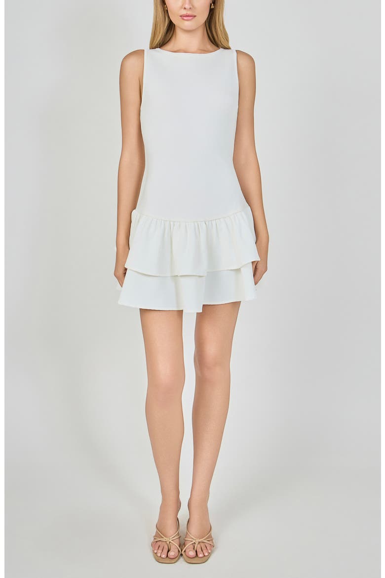 Mixed Media Tiered Ruffle Minidress, Alternate, color, IVORY