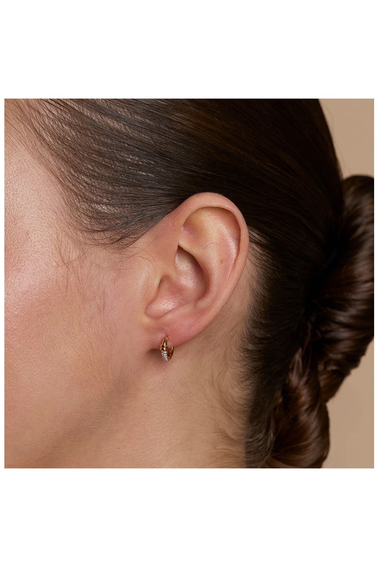 Pavé Twist Detail Huggie Hoop Earrings, Alternate, color, GOLD