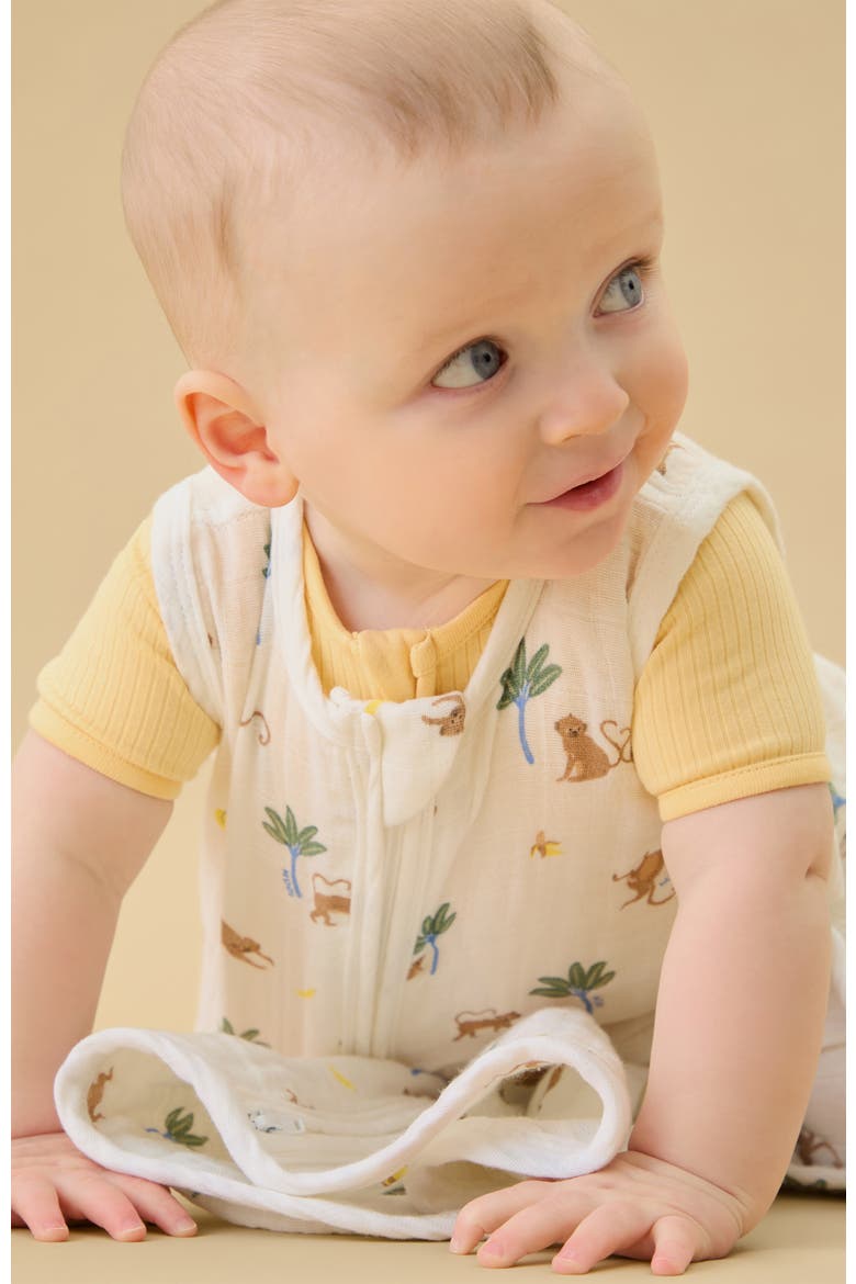 Monkey Print Muslin Front Opening Sleeping Bag, Alternate, color, Monkey Print