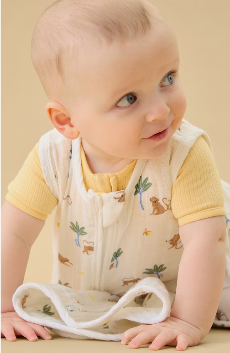 MORI Monkey Print Muslin Front Opening Sleeping Bag, Alternate, color, Monkey Print