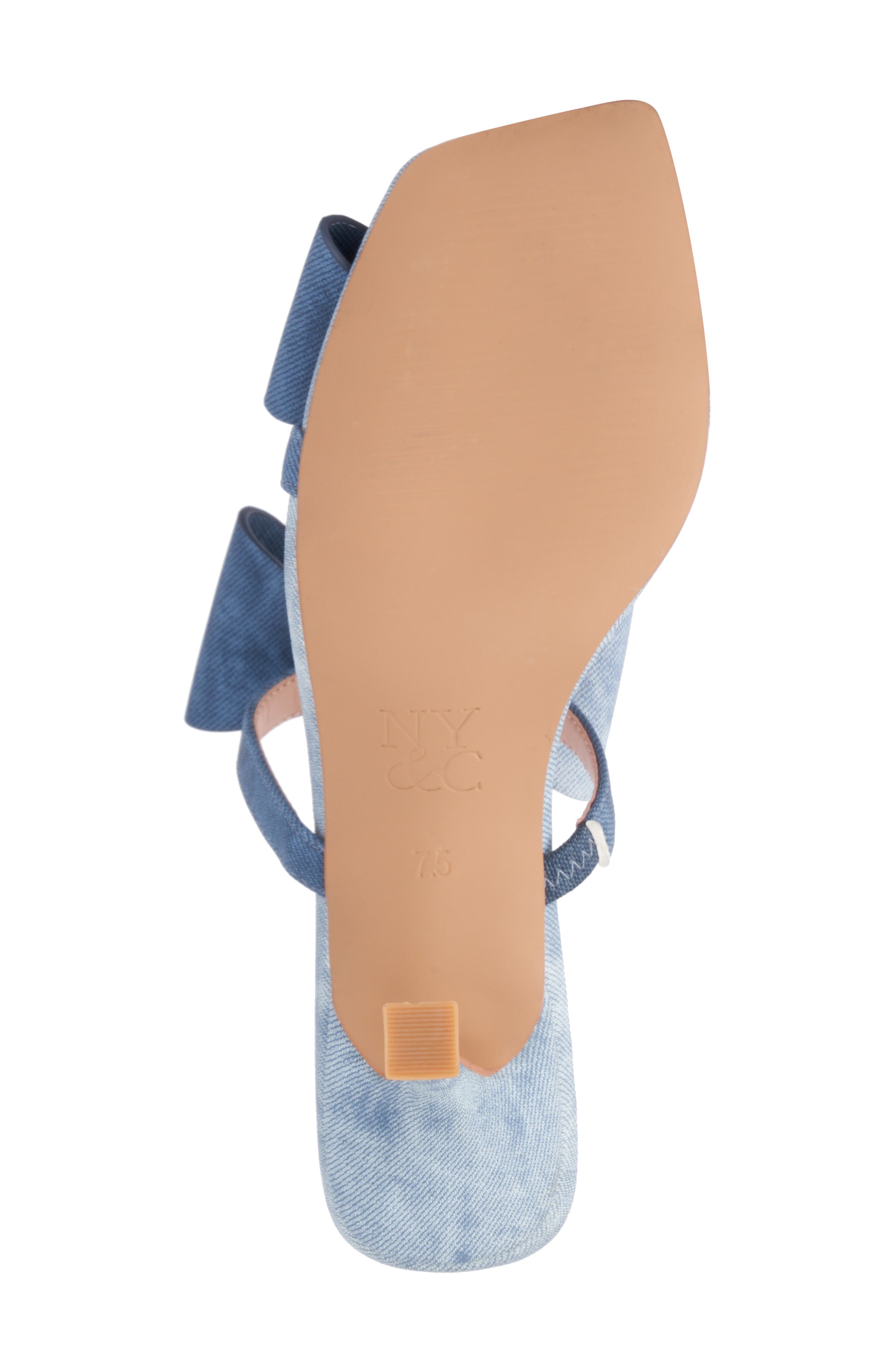NEW YORK AND COMPANY Dalila Bow Slide Sandal, Alternate, color, Blue Denim Pu
