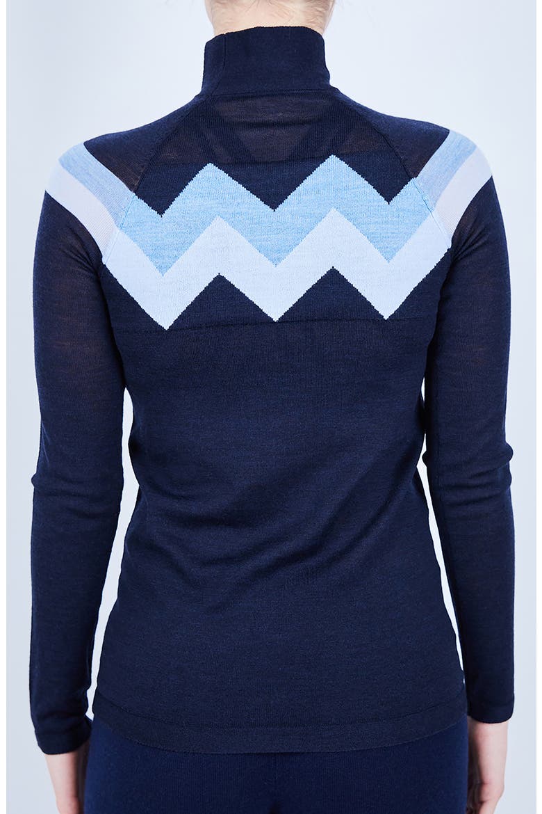 CHEVRON MOCK NECK SWEATER, Alternate, color, NAVY WITH LIGHT BLUE TRIM