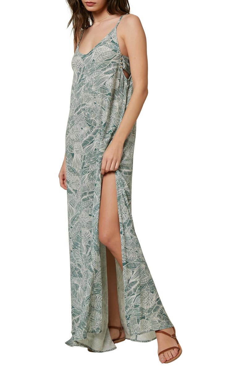 O'Neill Jupiter Leaf Print Maxi Dress, Alternate, color, 