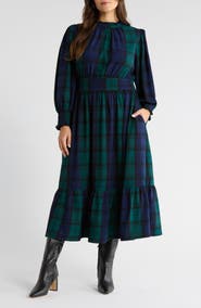 SUGARLIPS Hudson Caitlyn Plaid Long Sleeve Maxi Shirtdress