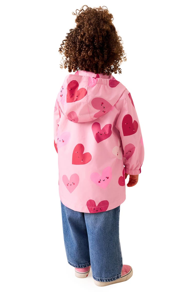 Kids' Heart Print Rain Jacket, Alternate, color, PINK