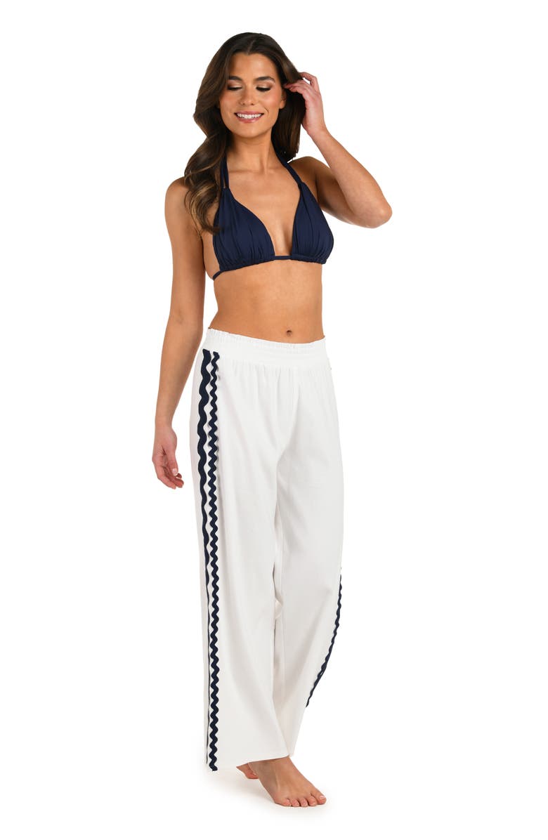 La Blanca Poolside Linen Blend Cover-Up Pants, Alternate, color, White