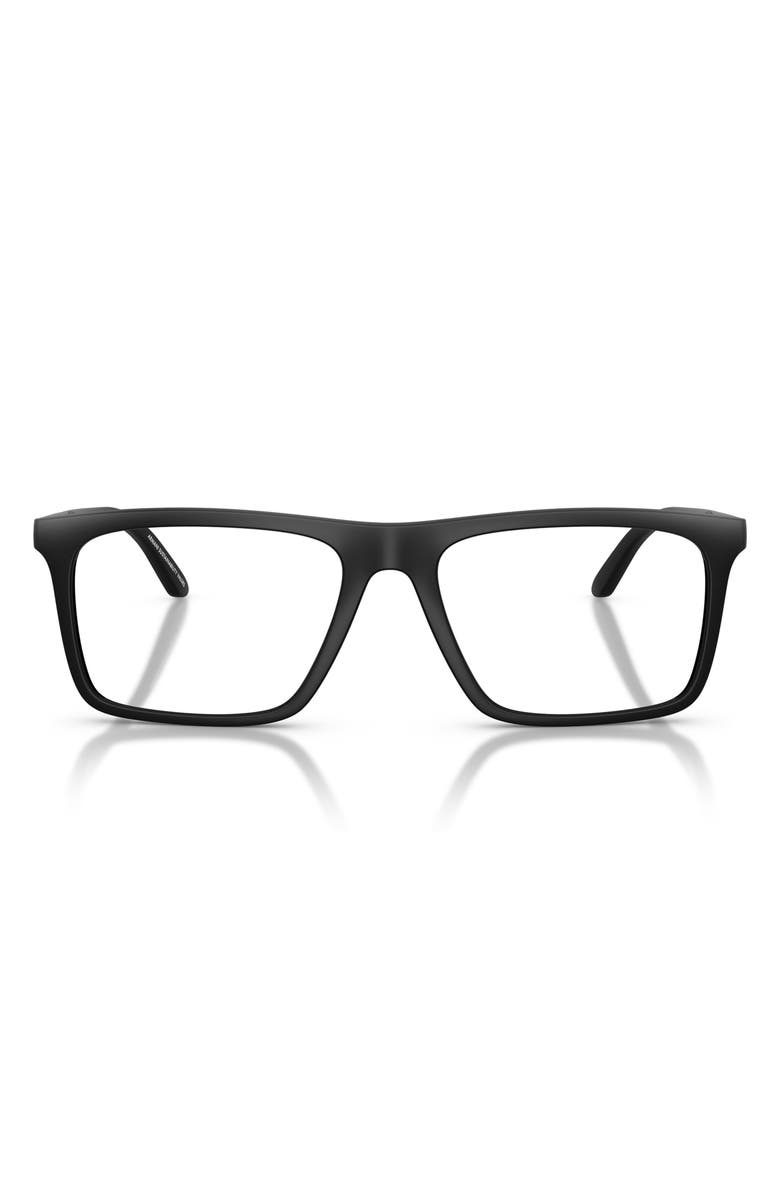 Emporio Armani 53mm Square Optical Glasses, Main, color, Matte Black / Demo Lens