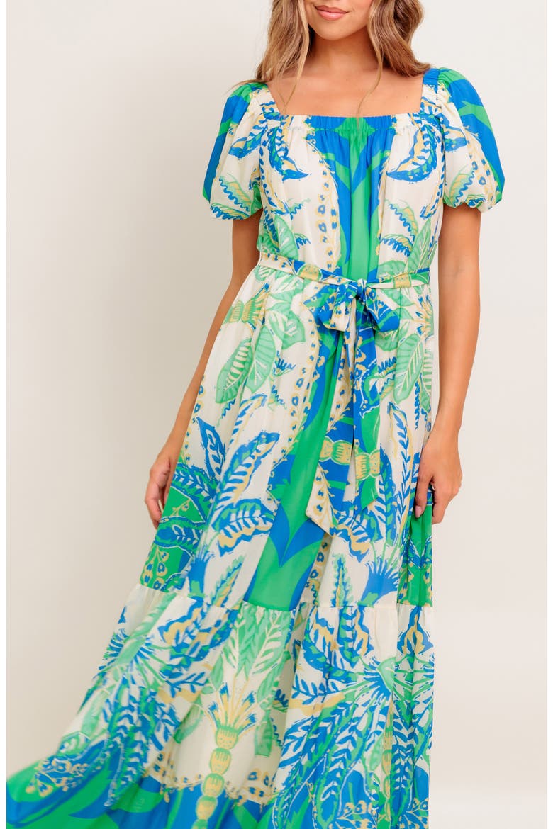 Print Maxi Dress, Alternate, color, GREEN BLUE