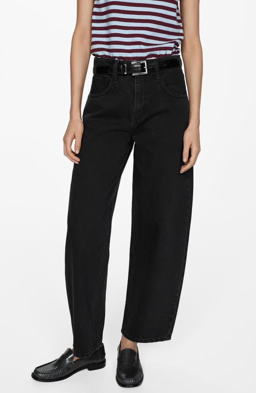 Mango High Waist Slouchy Jeans In Black Denim