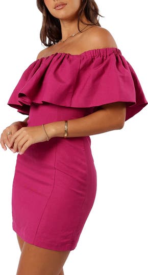 Dora Off the Shoulder Linen Blend Minidress