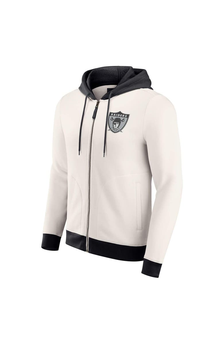 Darius Rucker Collection by Fanatics Men's Darius Rucker Collection by Fanatics Cream Las Vegas Raiders Distressed Graphics Full-Zip Hoodie, Alternate, color,