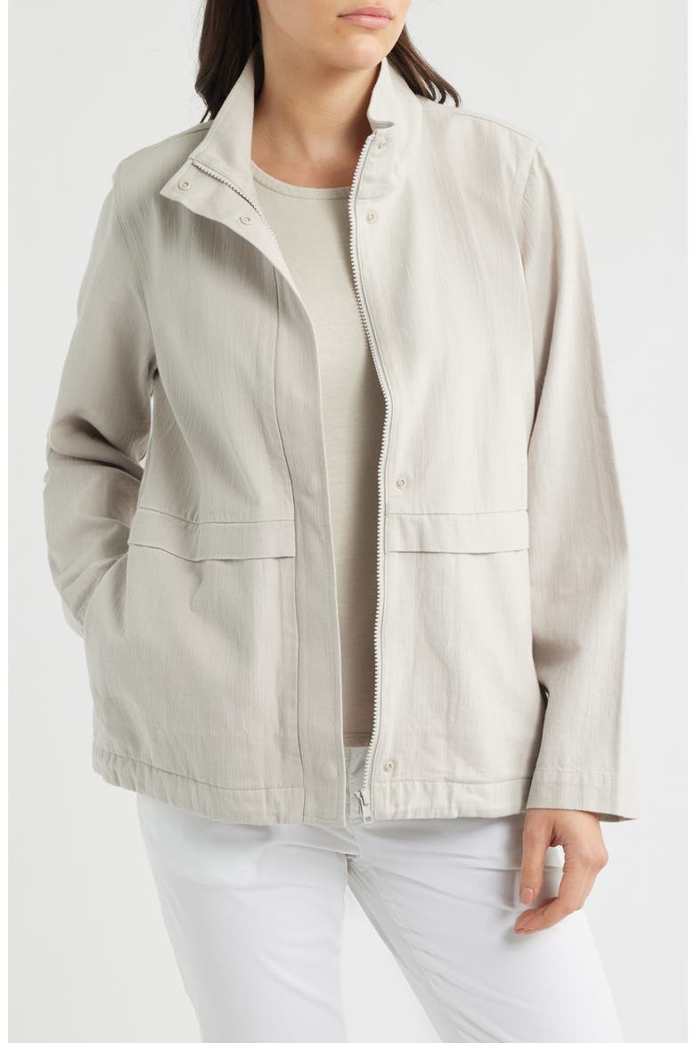 Zip-Up Organic Cotton & Organic Linen Jacket, Main, color, CHALK