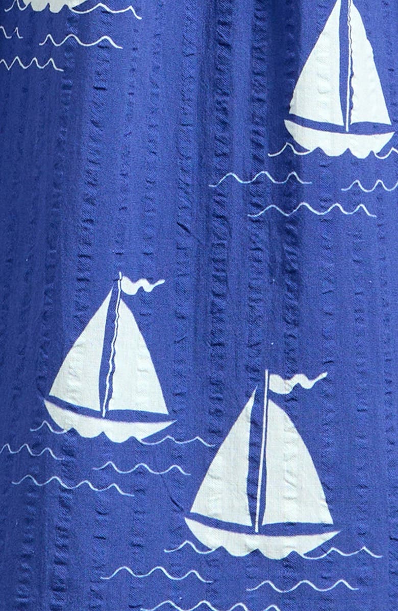 Mini Rodini Kids' Sailboat Print Smocked Organic Cotton Dress, Alternate, color, Blue