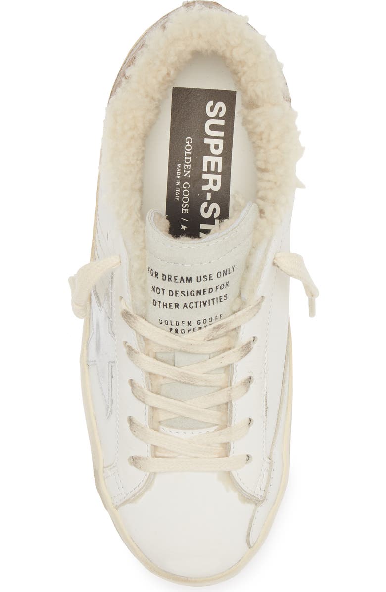 Golden Goose Super-Star Genuine Shearling Low Top Sneaker, Alternate, color, White/ Silver