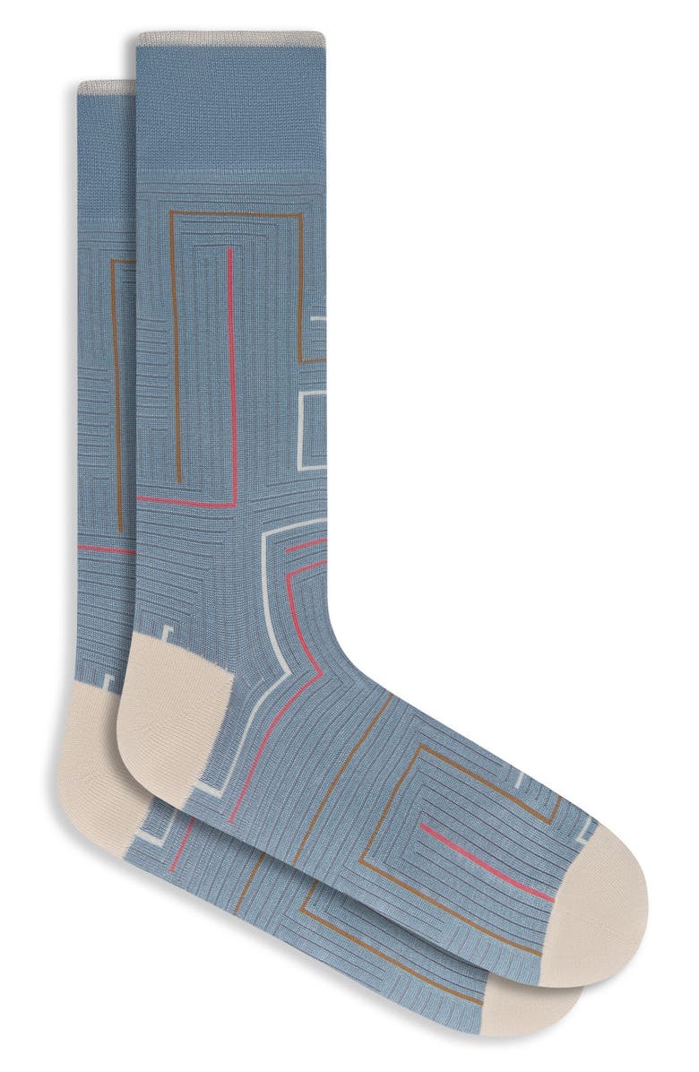 Bugatchi Textured Geo Pattern Mercerized Cotton Blend Dress Socks, Main, color, 