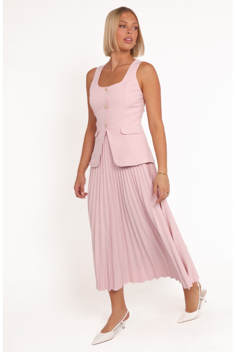 Liliana Pleated High Waist Midi Skirt, Alternate, color, PINK