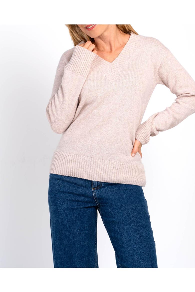 Anya V-Neck Sweater, Alternate, color, Champagne Marl