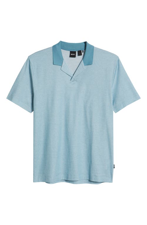 Hugo Boss Boss Pye Textured Johnny Collar Polo In Blue