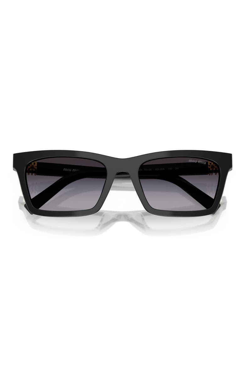 55mm Gradient Rectangular Sunglasses, Alternate, color, BLACK / GREY GRADIENT