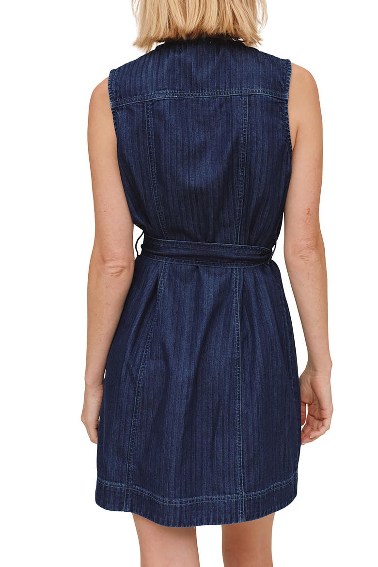 Seamed Sleeveless Denim Minidress, Alternate, color, HERRINGBONE WASH