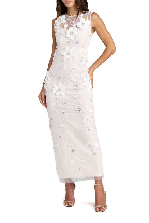 Sleeveless Embellished Lace Column Dress