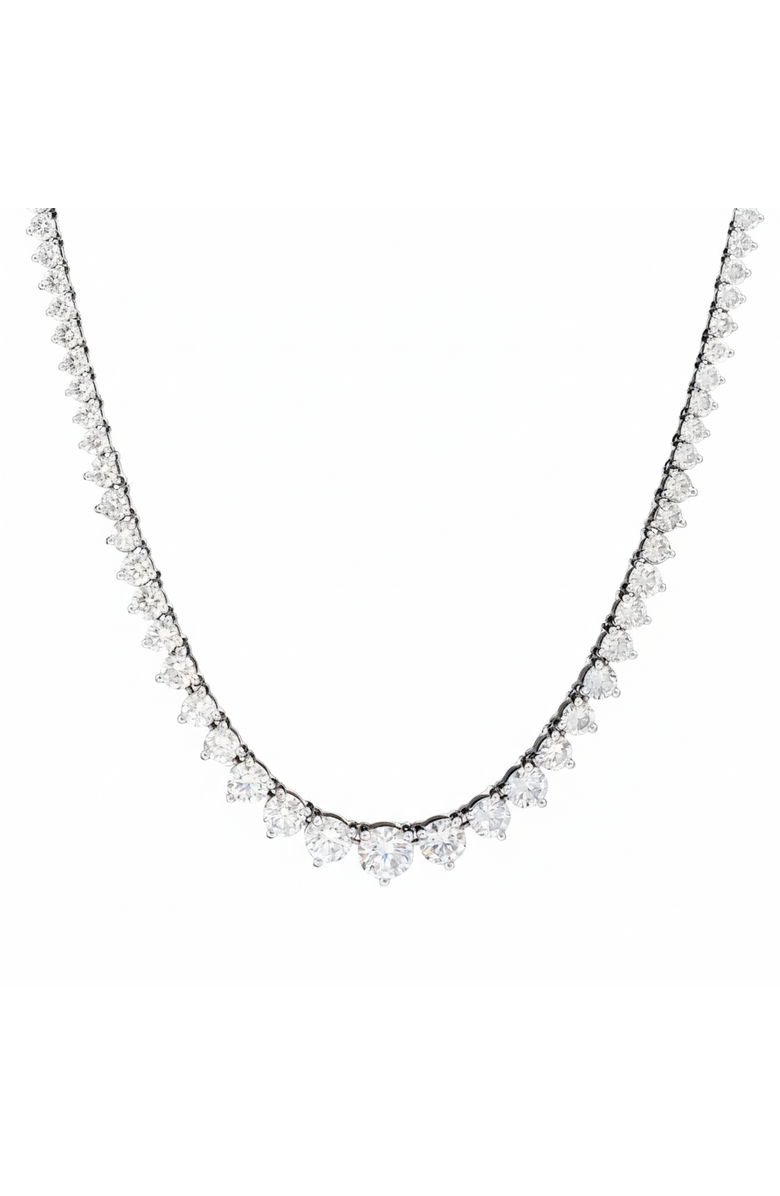 Leni James The Liz 3 Prong Graduated Tennis Necklace, Main, color, Silver