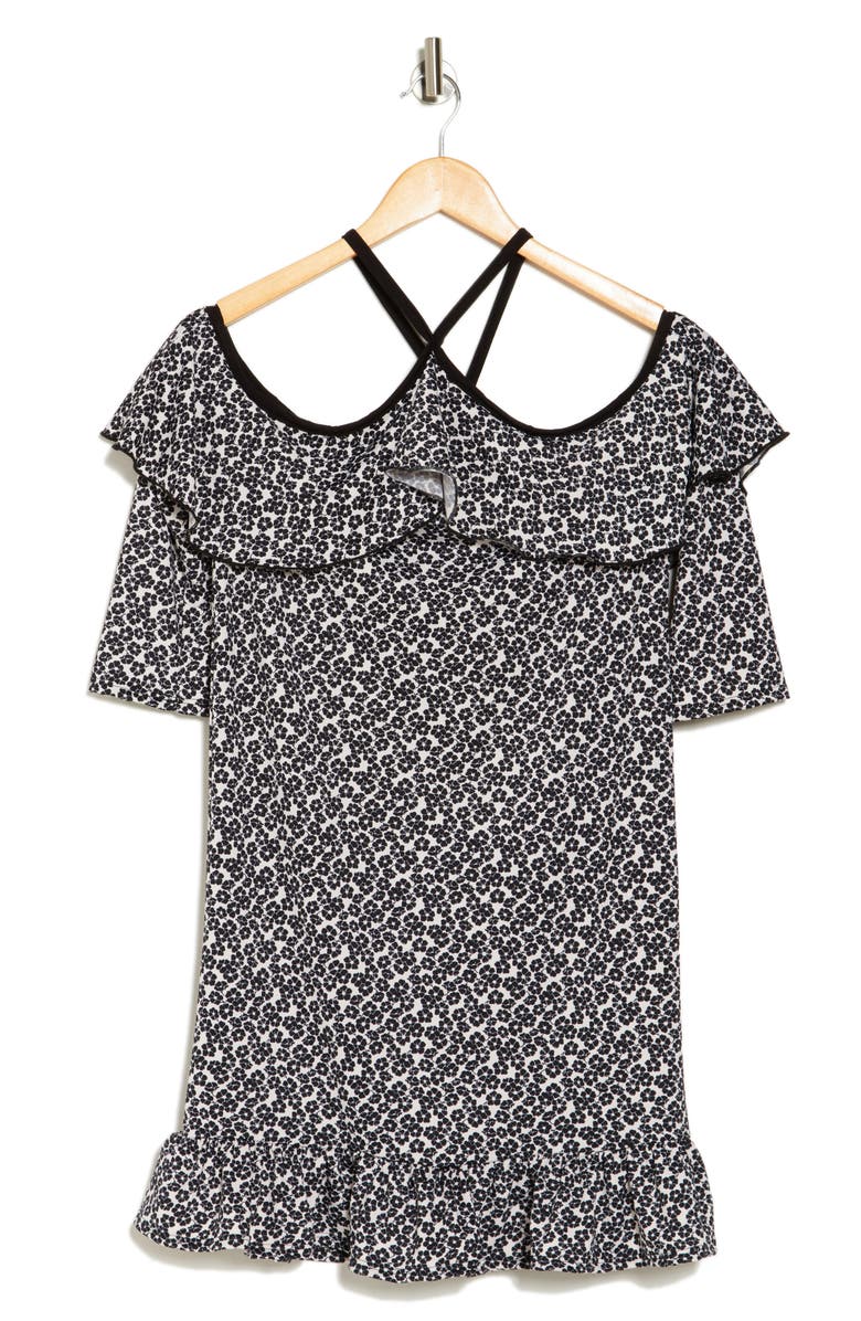 GO COUTURE Ruffled Cold Shoulder Dress, Alternate, color, Black