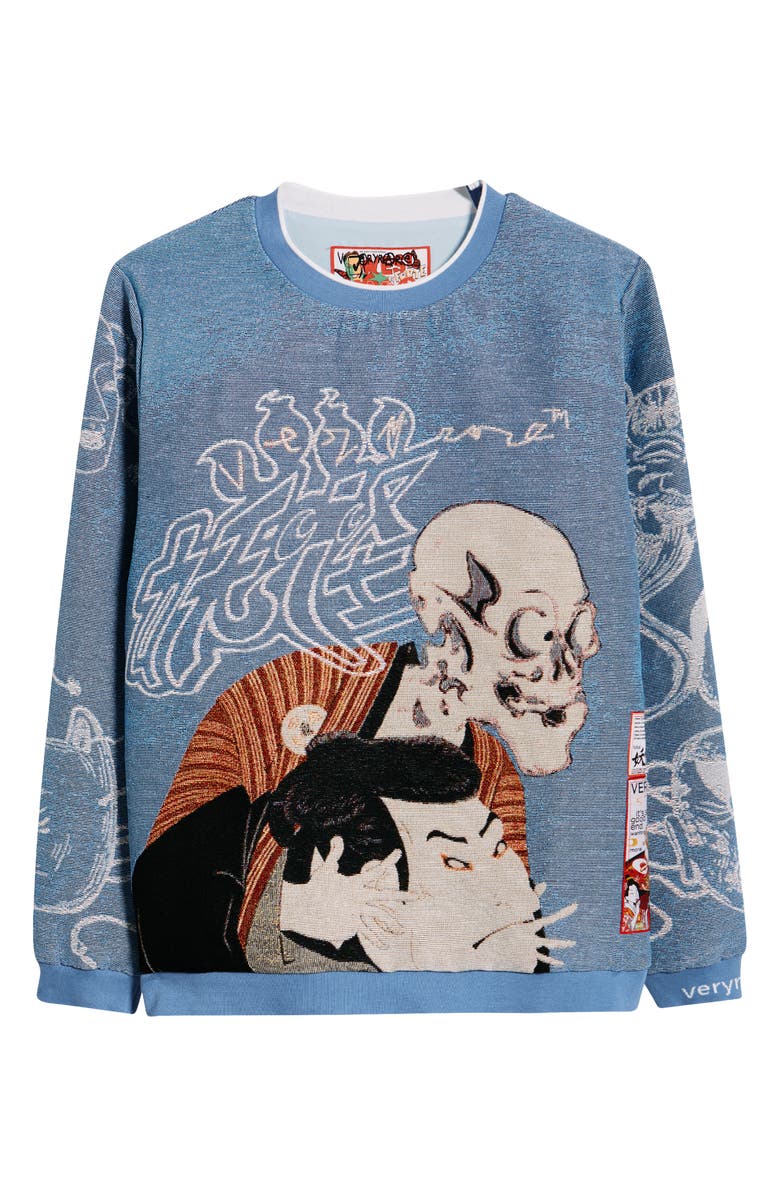 VERYRARE Yokai/Kabuki Jacquard Sweatshirt, Alternate, color, Blue
