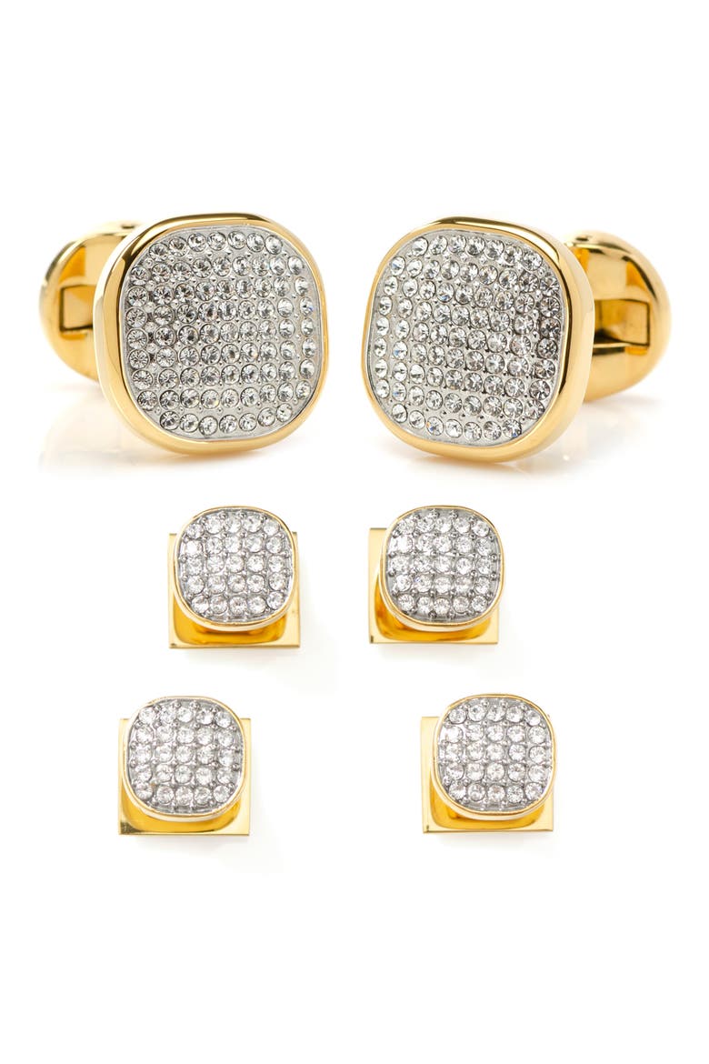 Pavé Crystal Cuff Links, Main, color, GOLD