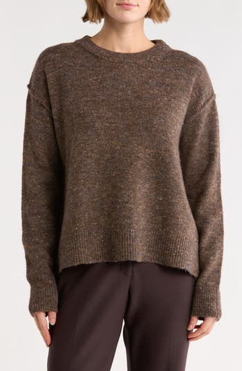 Max Studio Drop Shoulder Sweater In Brown