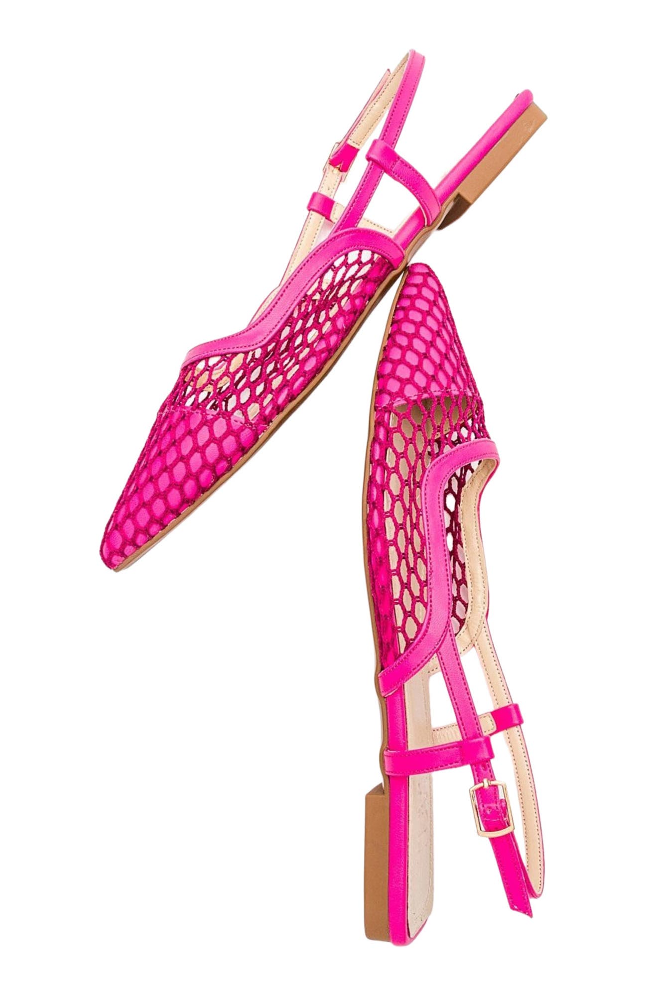 Prologue Shoes Brace Blue Mesh Flat Sandal, Alternate, color, Fuchsia Faux Leather