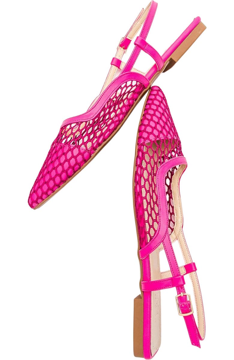 Prologue Shoes Brace Blue Mesh Flat Sandal, Alternate, color, Fuchsia Faux Leather