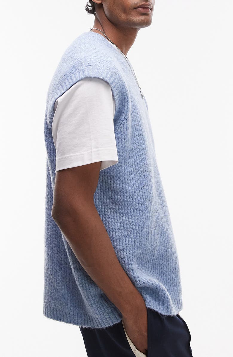 Topman Relaxed Fit Sweater Vest, Alternate, color, Light Blue