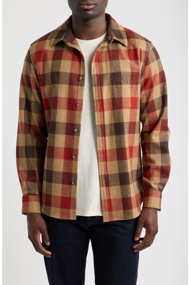 Lodge Plaid Wool Button Up Shirt, Main, color, RED MULTI CHECK
