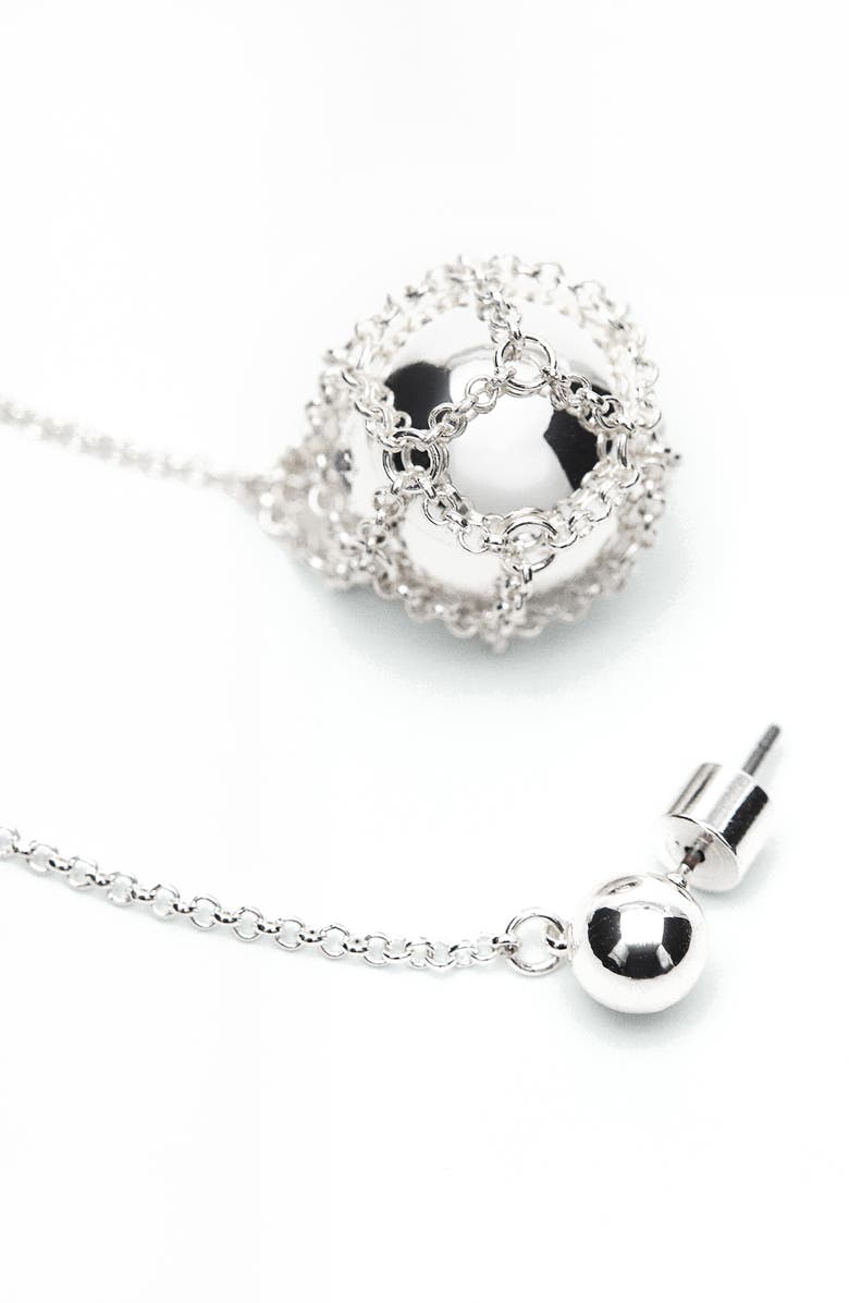 MANGO Threaded Ball Drop Earrings, Alternate, color, Silver