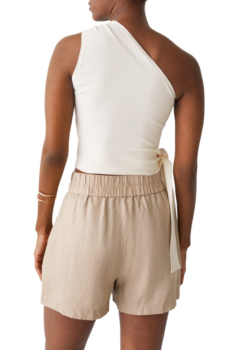 One-Shoulder Tie Hem Top, Alternate, color, WHITE