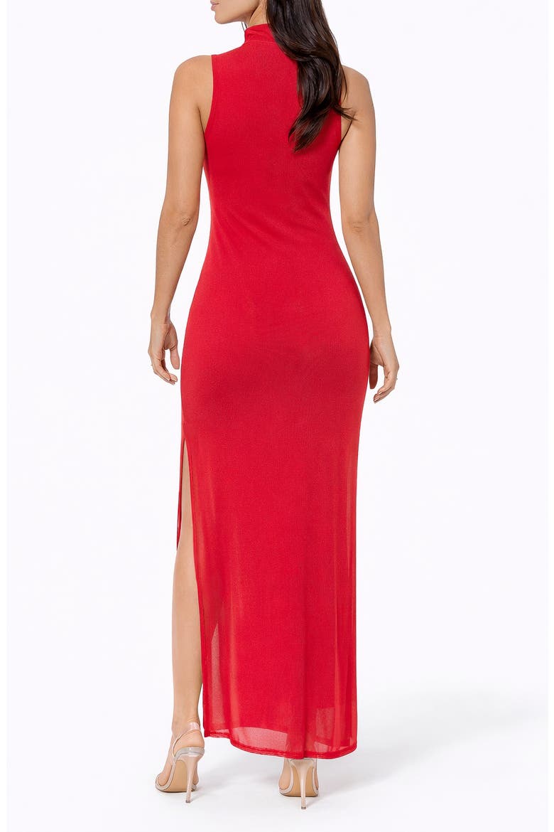 Power Mesh Shirred Maxi Dress, Alternate, color, RED