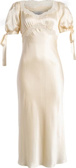 Reformation x Kacey Musgraves Stella Lace Trim Silk Midi Dress | Nordstrom