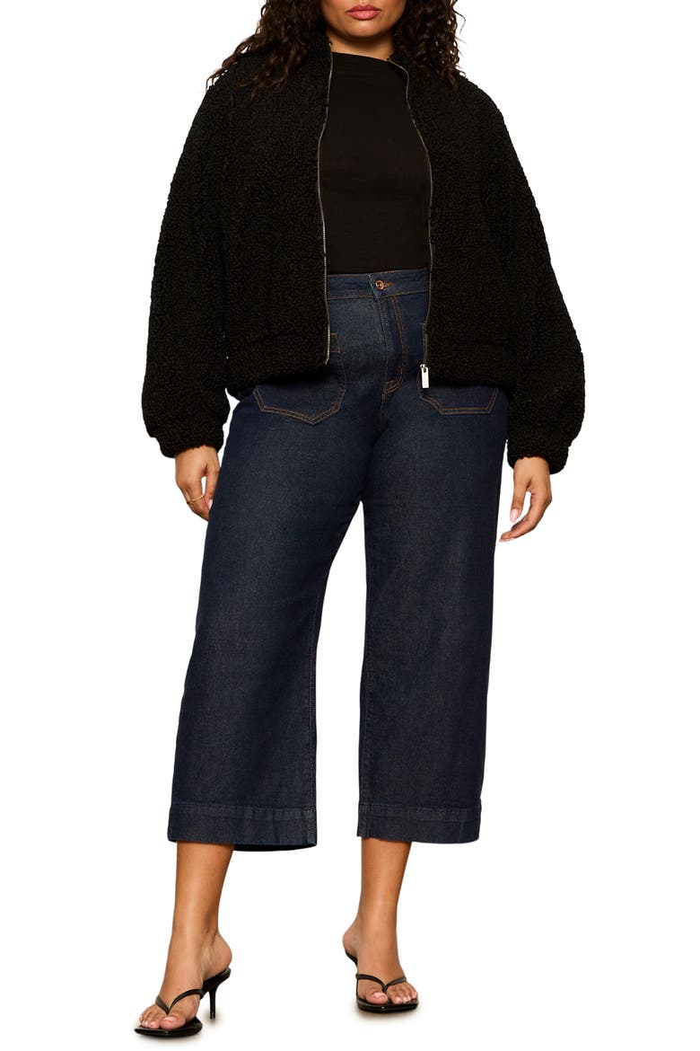 Cloud Nine Fleece Bomber Jacket, Alternate, color, BLACK