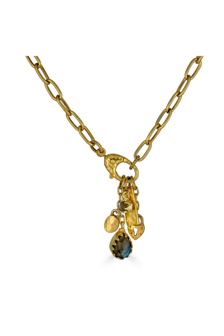 Labradorite Talisman Drop Necklace, Alternate, color, Gold