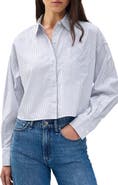 rag & bone Marin Stripe Crop Cotton Button-Up Shirt