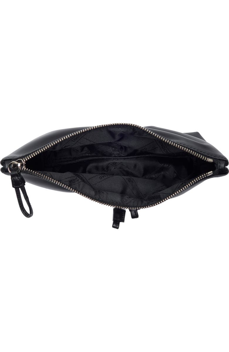 Longchamp Le Roseau Leather Clutch, Alternate, color, Black