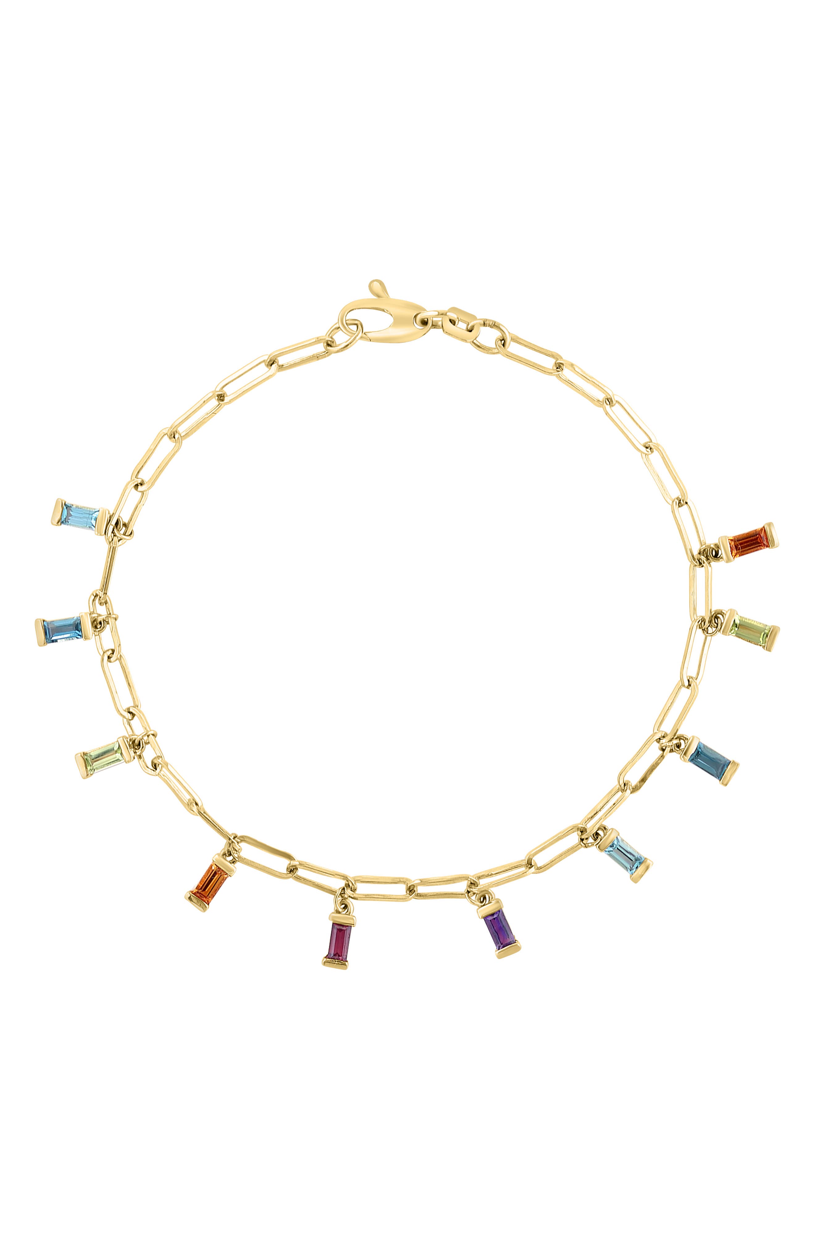 EFFY 14K Yellow Gold Baguette Semiprecious Stone Charm Bracelet (Women ...