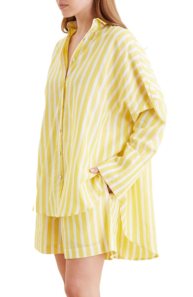 Papinelle Amelia Stripe Short Pajamas, Alternate, color, Daisy / White Stripe