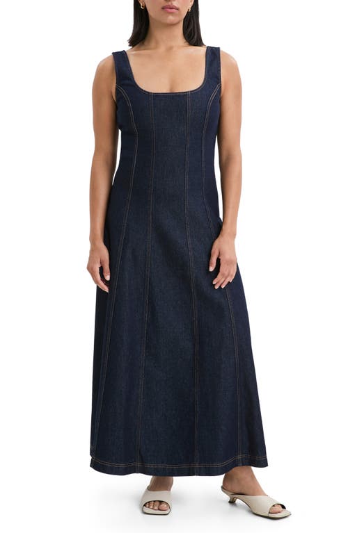 Marcella Melrose Denim Maxi Dress In Dark Blue