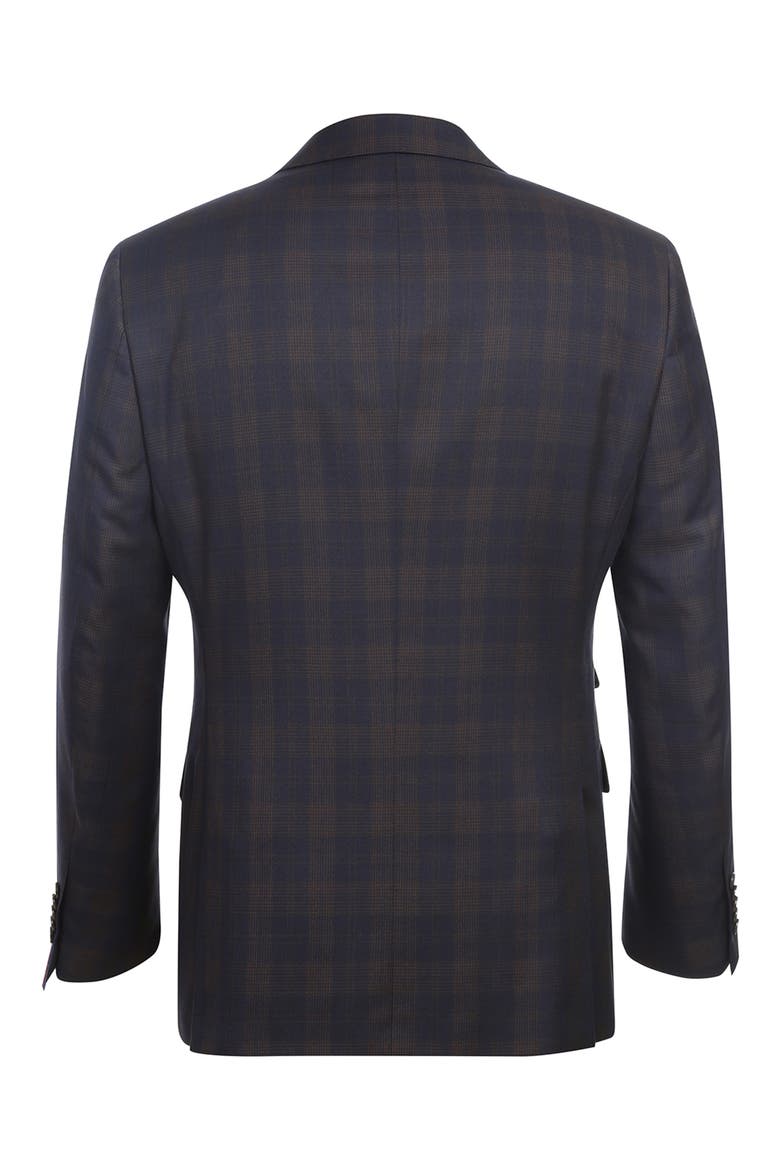 Plaid Two Button Peak Lapel Suit, Alternate, color, BLUE
