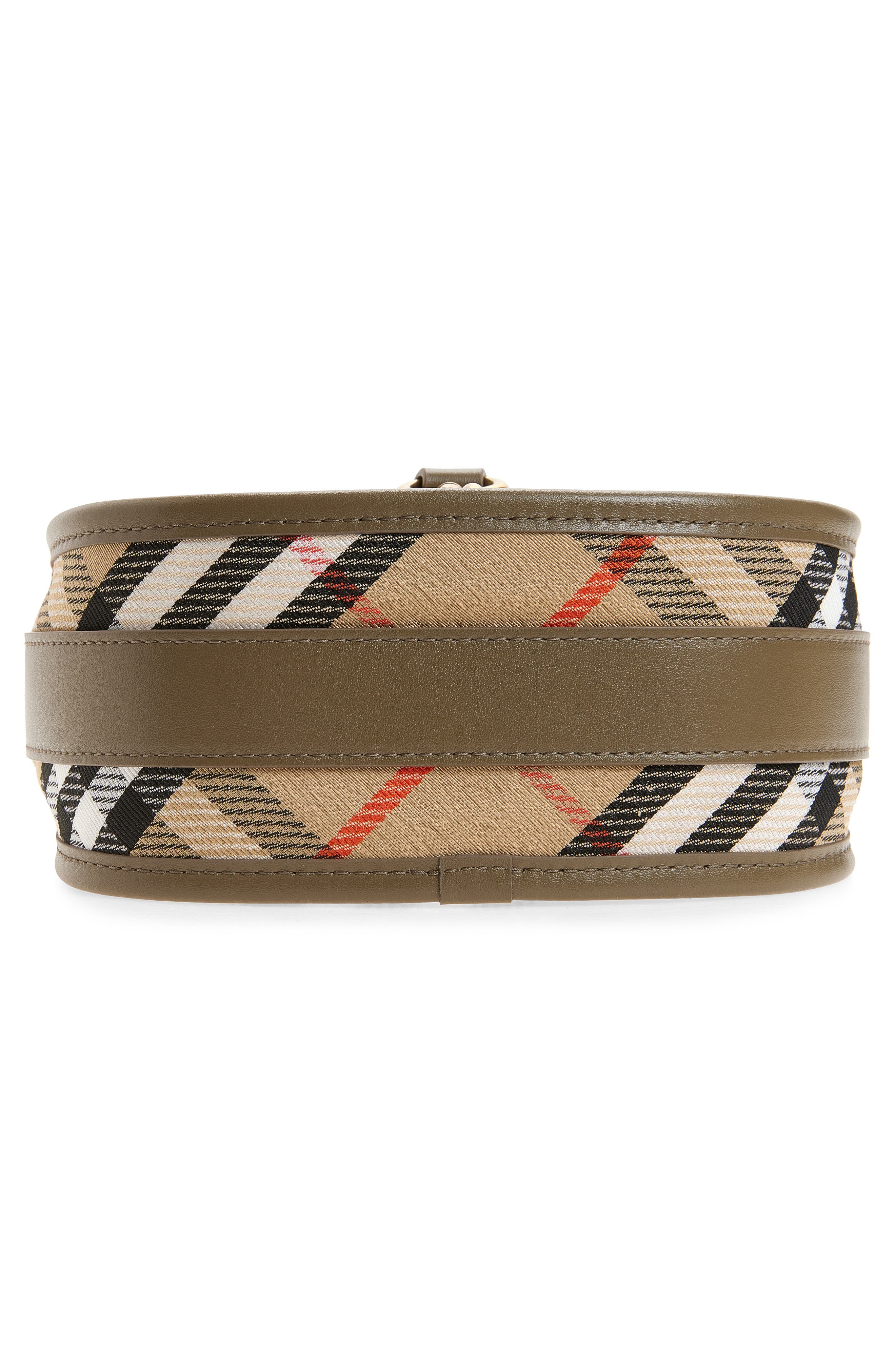 Burberry Mini B Clip Check Coated Canvas Messenger Bag, Alternate, color, Sand