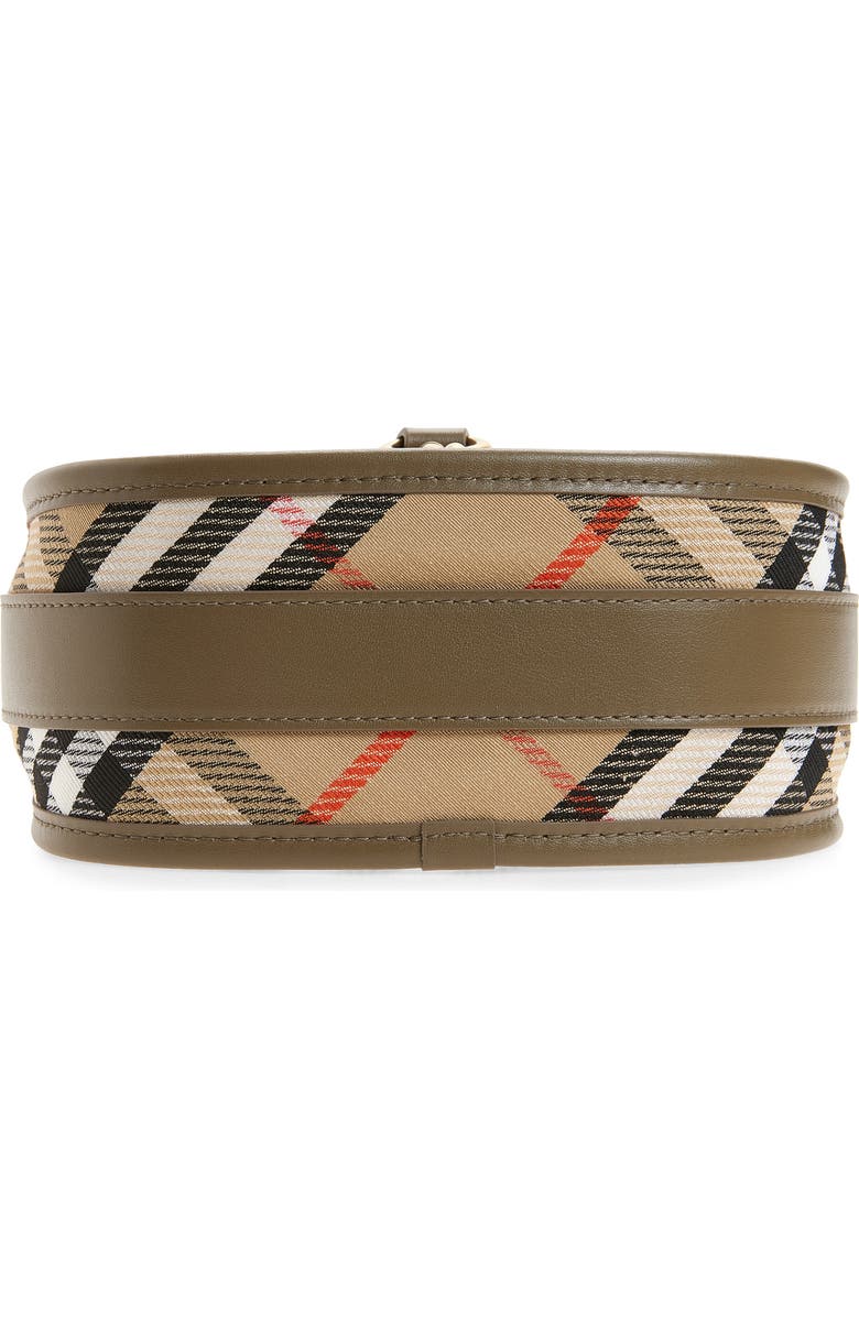 Burberry Mini B Clip Check Coated Canvas Messenger Bag, Alternate, color, Sand